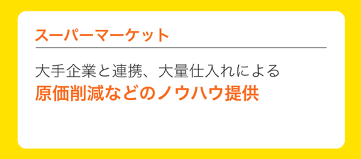 スーパーマーケット｜大手企業と連携、大量仕入れによる原価削減などのノウハウ提供
